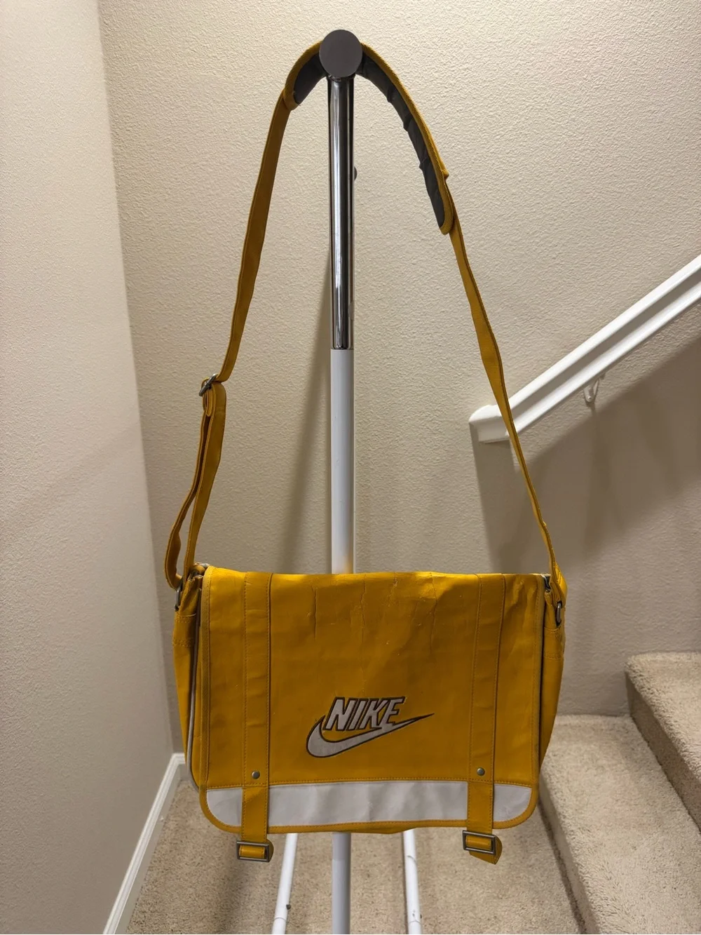 Nike Mustard Yellow Messenger Bag with White Trim